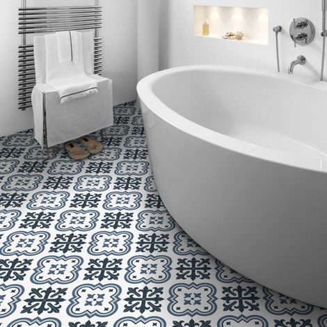 Carrelage effet carreau ciment PARIS RIVOLI 25x25cm 25x25cm Bleu Mat - Boîte de 1.13 m2
