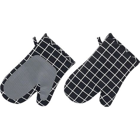 Hitzebeständige Küchenhandschuhe  Rutschfeste und hitzebeständige Handschuhe, 1 Paar – Weiche Silikon-Küchenhandschuhe  Geeignet zum Backen, Grillen und für die tägliche Küche (schwarz)