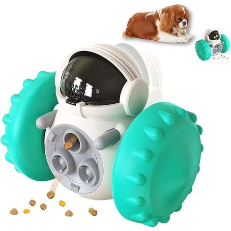 Jouet pour chiens - Jouet d'alimentation pour chiens - Distributeur de friandises pour chiens - jouet distributeur d'aliments - pour chiens et chats - ABS - turquoise - 13,8 x 8 x 11,1 cm (1/5)