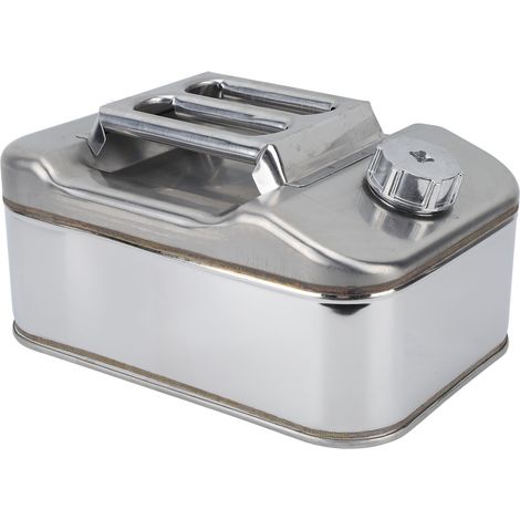 GARRYFIZH Bidon d'essence argenté de 10 litres (2,6 gallons) en acier inoxydable, idéal pour les voitures, les tondeuses et les tronçonneuses.