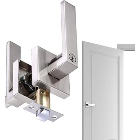 Serrure à Levier pour Porte Quincaillerie Robuste En D'Aluminium,Verrou de Porte Pour Chambre Bureau Salle de Bains Sécurité Maison Entrée (1/5)