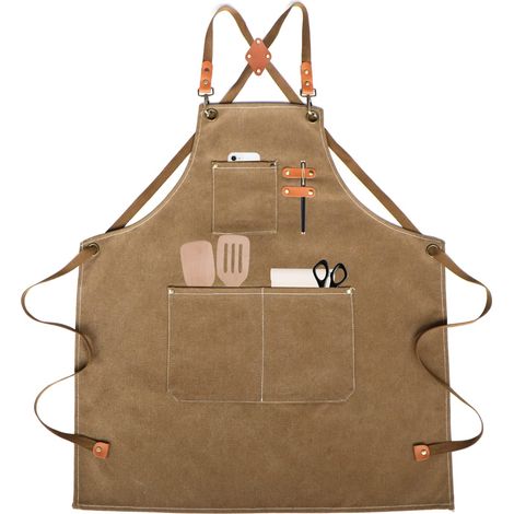 Tablier de Cuisine Tablier de Travail Tablier Barbecue avec 3 Poches Tablier Cuisine pour Homme et Femme Bretelles Réglables de M à (1/4)