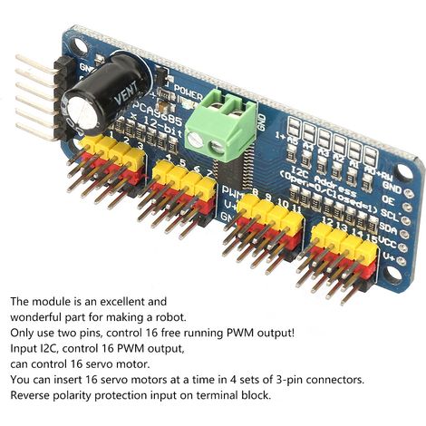 Carte de commande de servomoteurs PWM 16 canaux 12 bits PCA9685 pour Arduino I2C (1/5)