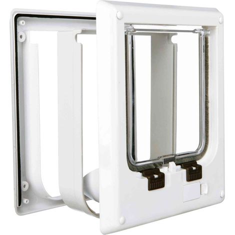 Chatière électromagnétique blanche 21,1x24,4 cm – Installation facile sur portes 10-35 mm – Résistante aux intempéries – Ouverture 16,5x21,6 cm – Trixie