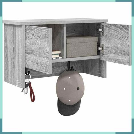 874336 Porte-manteau mural avec étagère Gris Sonoma 50 x 20 x 30 cm (1/5)
