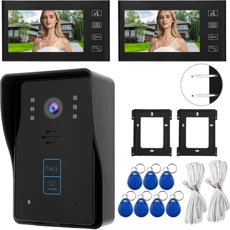 Kit Interphone Vidéo Porte 7 Pouces HD avec Sonnette, Système d'Entrée pour Maison/Portail, Lot avec Télécommande 806MJID12 (Prise US) (1/5)