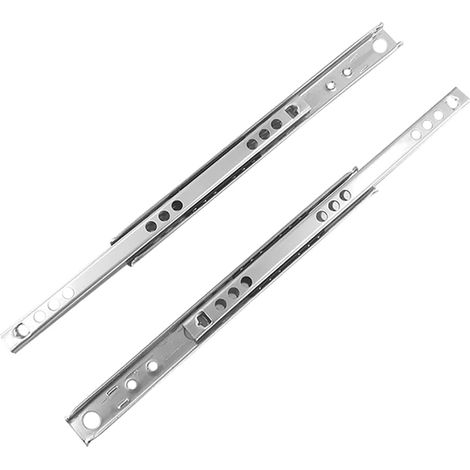 Lot de 2 glissières de tiroir en métal de 17 mm avec roulement à billes (longueur 214 mm) (1/5)