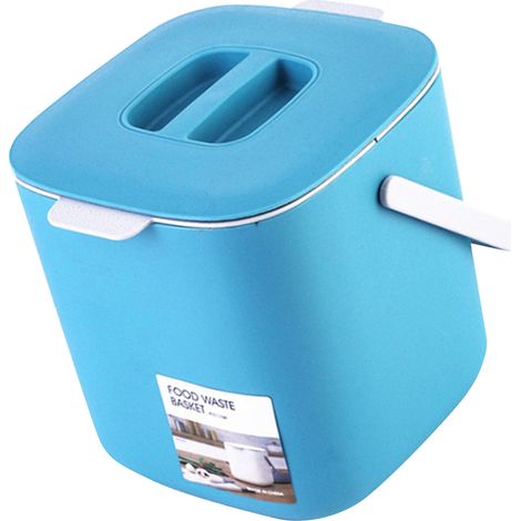 Poubelle de bureau portable avec compartiments séparés pour déchets humides et secs, petite poubelle avec couvercle et poignée, idéale pour la voiture, la cuisine ou la chambre (bleu clair).