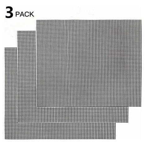 Grille de barbecue,Grille Barbecue Tapis de Cuisson Antiadhésif 3 Pièces Feuille de Cuisson Réutilisable Résistante à la Chaleur de Gril, pour Le Barbecue D'intérieur et Extérieur (Noir, 42 (1/4)