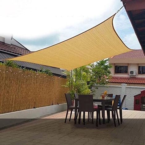 Rectangular outdoor shade sail 300 x 400 cm, UV protection with eyelets, 90% shade rate, for patio, terrace and garden