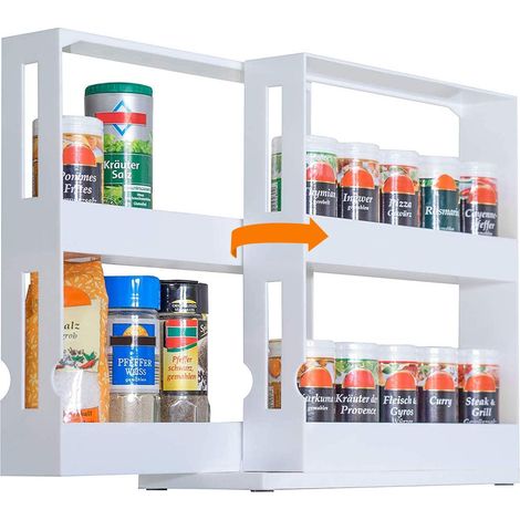 Plastic Expandable Kitchen Bathroom Countertop Spice Shelves Swivel Spice Rack (1/5)