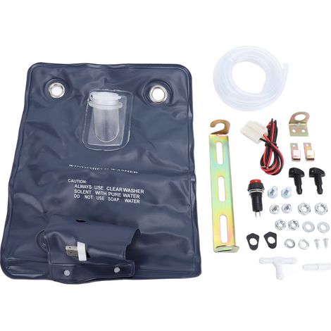Kit lave-glace universel 12V pour voitures classiques avec sac 1L et bouton-poussoir, ABS métal, installation facile (1/5)