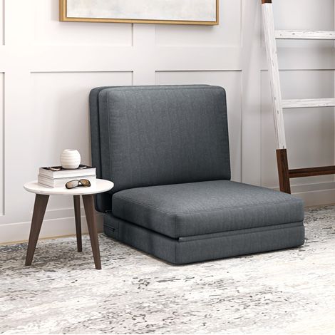 Sofá de suelo 75x80x72 cm gris oscuro en poliéster convertible 3 en 1 plegable (1/5)