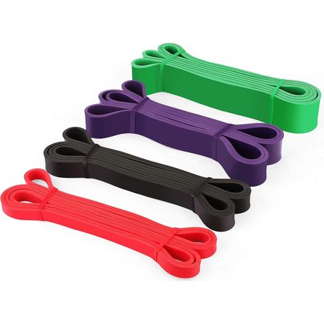 Bandes De Resistance - Latex Naturel - Pour Training Fitness, Renforcement Musculaire, Yoga Et Pilates - Lot De 4 Bandes Avec Resistances Progressives (1/5)