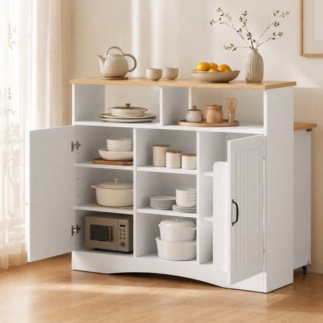 Mueble de cocina con ruedas y tablero abatible 110 x 34-68 x 97,5 cm blanco HAVRYA (1/5)