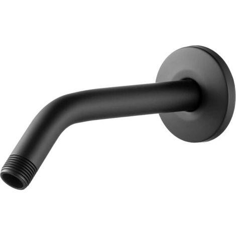 Duscharm mit Flansch und Teflonband, 15 cm lange, wandmontierte Duschschlauchverlängerung für fest installierten Duschkopf, mattschwarz (1/4)