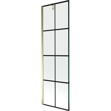 Pare-baignoire fixe Silla, paroi de baignoire 60x150 cm en verre trempé, installation murale facile, design moderne, Doré (1/4)
