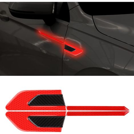 CCYKXA 2 PCS Autocollant 3D à Bandes Réfléchissantes, Autocollants Réfléchissants pour Coffre Voiture, Autocollants Réfléchissants à Haute Intensité pour La Visibilité de Nuit pour Voiture SUV(Rouge)