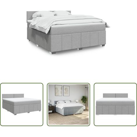 Matratze - Boxspringbett mit Matratze Hellgrau 180x200 cm Stoff (1/5)