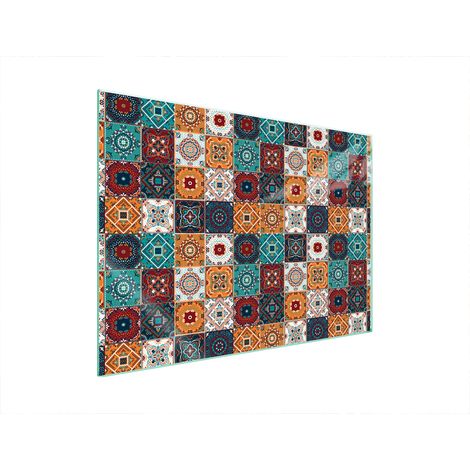 PLAQUE DE PROTECTION EN VERRE POUR POÊLE 70x52 MOSAÏQUE (1/5)