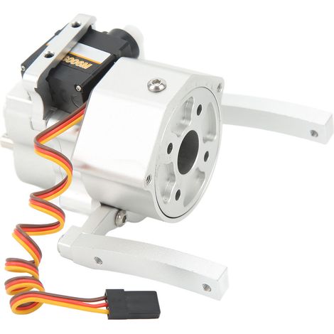 Boîte de vitesses avant RC en alliage d'aluminium à double vitesse, dimensions idéales, surface anodisée, pour crawler 1/10 SCX10 (châssis 313 mm), couleur argent. (1/5)