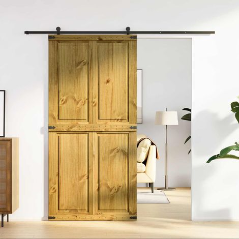 vidaXL Porta del fienile Corona Marrone Miele 100 x 210 cm