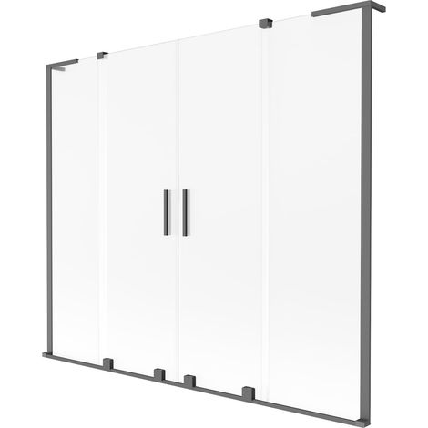 Mexen Velar L Duo mampara de bañera con 2 puertas correderas 180 x 150 cm, escarchado, metal de pistola - 896-180-003-32-95 (1/2)