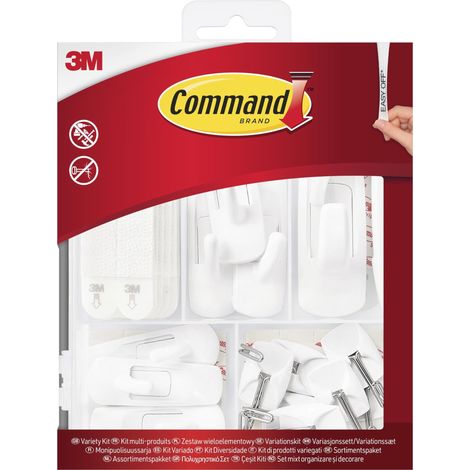 Kit multi-usages – Languettes adhésives et crochets assortis, auto-adhésifs, pour décoration intérieure, cadres photo, patères murales et accessoires de cuisine, fixation sans abîmer les murs (1/5)