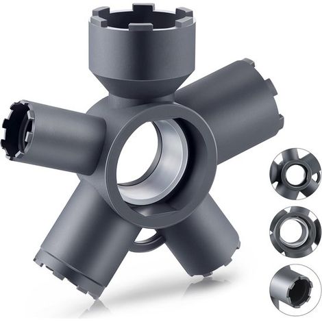 Llave para aireador de grifo 10 en 1, Borde redondeado y cortado, M16.5, M21.5, M22, M24, M28, Adecuada para reparación y reemplazo de baños (1/5)