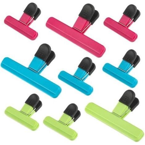 9-teiliges Beutelclip-Set, Verschlussclips für Lebensmittelbeutel zur Küchenverpackung, verschiedene Farben (Farben werden zufällig ausgewählt) (1/4)