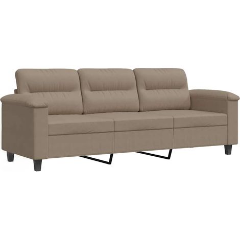 vidaXL Sofá de 3 plazas de tela microfibra gris taupe 180 cm (1/2)