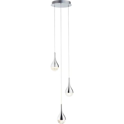 BRILLIANT lampe Frizzante LED suspension 3 lumières chrome easyDim  3x 5W LED intégré (SMD), (400lm, 3000K)  Échelle A ++ à E  EasyDim: dimmable avec interrupteurs conventionnels (1/4)