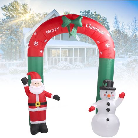Décorations de Noël pour terrasse, accessoires de montage, arche de Noël gonflable de 2,4 mètres, Père Noël, bonhomme de neige, norme européenne 220 V (1/5)