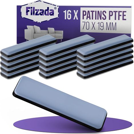 16x Patins Téflon Adhésif 70x19 mm - Patin Meuble PTFE Autocollant (1/5)