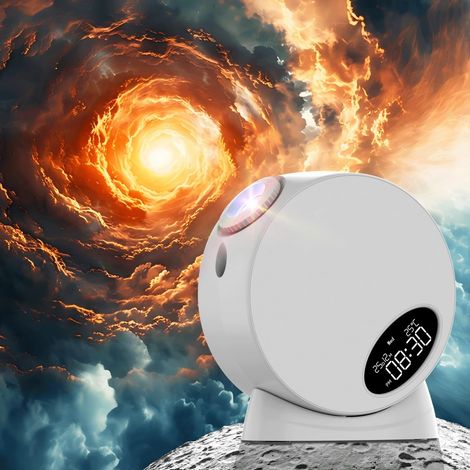Projecteur ciel étoilé avec météore dynamique, planétarium galaxie avec horloge, 13 disques HD, minuterie, 2 vitesses de rotation (rapide/lente) pour enfants et adultes, fête