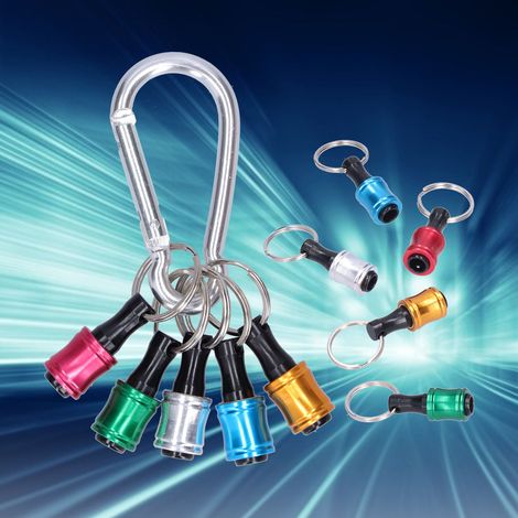 Set mit 10 glatten Schlüsselanhängerverlängerungen aus Aluminiumlegierung + silberner Karabiner, 1/4-Zoll-Sechskantgriff, Schraubendreher-Bithalter, Steckschlüsseladapter (1/5)