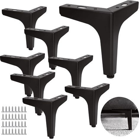 Set of 8 Metal Sofa Legs 13 cm, Metal Coffee Table Legs Load Capacity Up to 600 KG Black Furniture Legs, Wrought Iron Table/Sofa Support