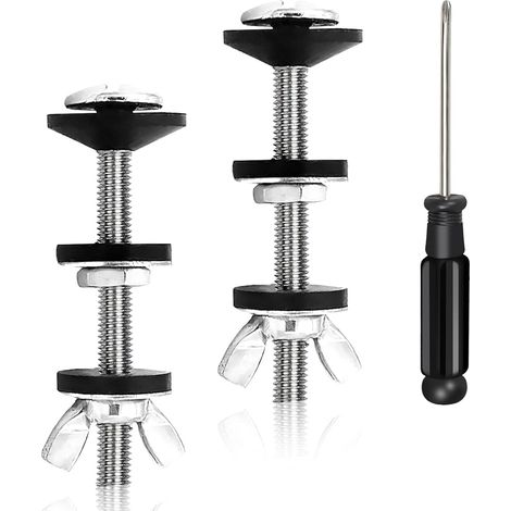 2 Pcs Toilet Tank Screws, Toilet Bowl Fixing Bolts Kit for Toilet Seat, Fixing Bolts, Phillips Screwdrivers, For Toilet Tanks, Toilet Bowls (1/5)