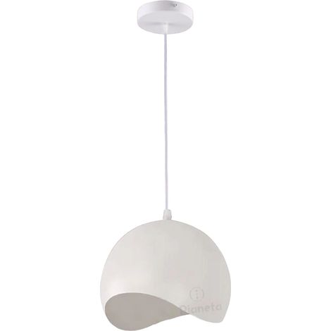 Lampadario a sospensione industriale a semi cerchio ampolla in metallo con attacco E27 nero bianco moderno per salotto cucina Bianco