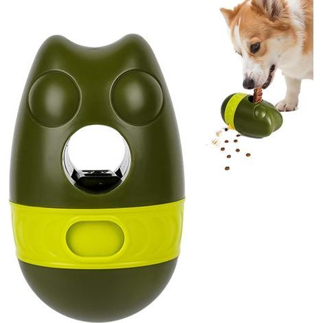 Jouet Interactif Chien 2 en 1, Distributeur de Croquettes Chien et Bâton à Mâcher, Jouet Occupation en ABS Durable, Jeu d'Intelligence pour Alimentation Lente et Anti-Ennui (Vert) (1/5)