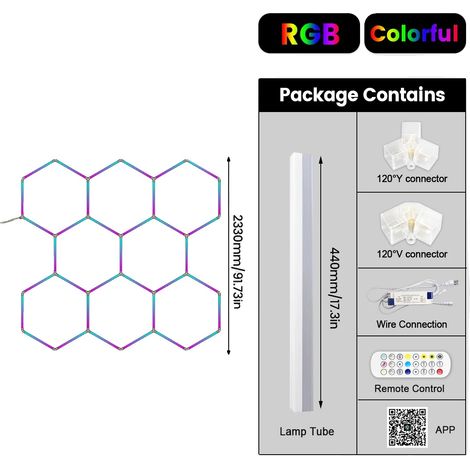 LED-Licht, sechseckiges Design, Bluetooth-Steuerung, 8-Loch (1/2)