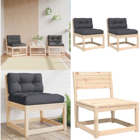 Gartensofas mit Kissen 2 Stk. Massivholz Kiefer - Gartenmöbel - Holzsessel - Gartenlounge - Terrassenmöbeln - Esszimmergarnitur - Home & Living (1/5)