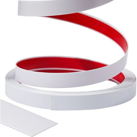 Decorative border, self-adhesive decorative strip for doors, windows, flexible mirrors, cabinets, and borders (White, 1cm x 6m) (1/5)