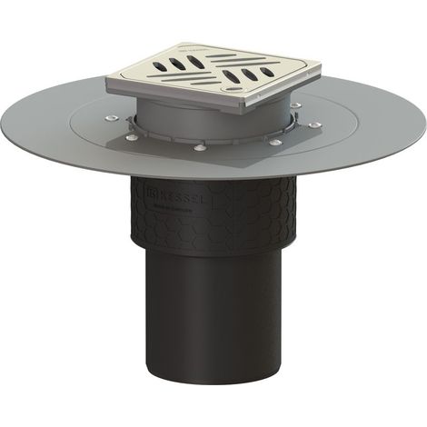 -Bodenablauf Ecoguss Klebeflansch DN 100, senkrecht, Designrost (1/2)
