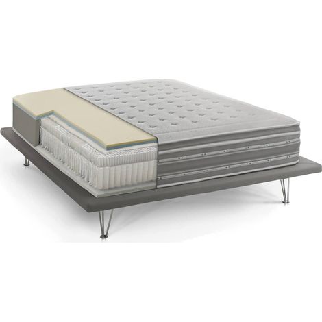 Dmora - Colchón cuadrado y medio Dgiudic, Ortopedia en Memory Foam y Micromuelles embolsados, 100% Made in Italy, Antiácaros e hipoalergénico, 120x190h37 cm