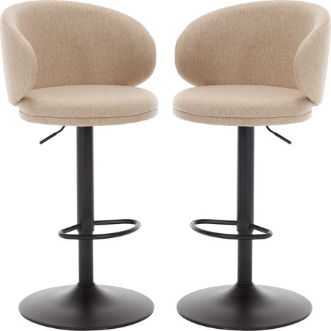 Taburetes de Bar Juego de 2 en Tela con Respaldo de Diseño Especial Taburetes de Mostrador Modernos para Hogar Bar Cocina Restaurante, Caqui, Wahson (1/5)