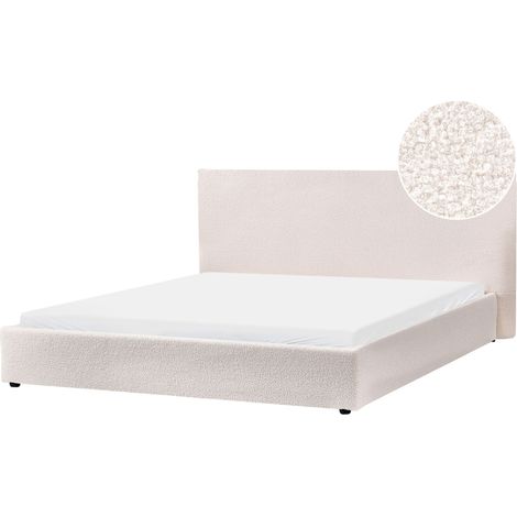 Letto matrimoniale ad acqua in bouclè bianco sporco 180 x 200 cm Lavaur