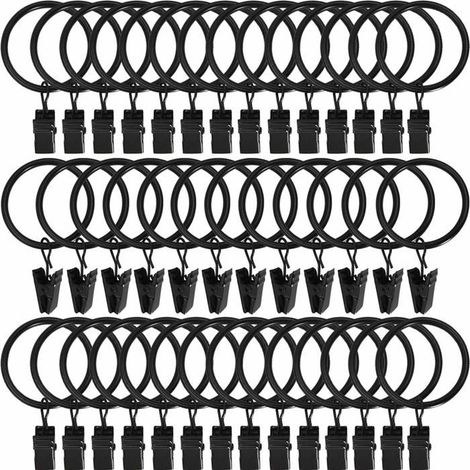 HONORNIC - Lot de 40 anneaux de rideaux en métal avec clips, crochets pour tringles à rideaux décoratives (1/5)