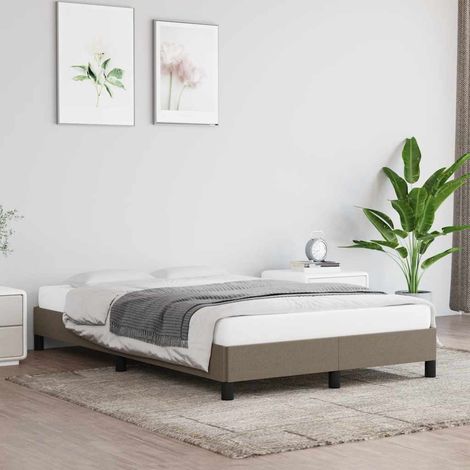 Cadre de lit 120 x 190 cm avec sommier à lattes, tissu taupe, sans matelas, 21.38kg - PANGIVO (1/5)