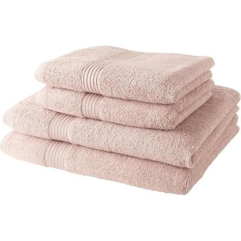 2 Serviettes de toilette TODAY 50x90 + 2 Draps de bain 70x130 cm 100% Coton - Roses des sables (1/3)